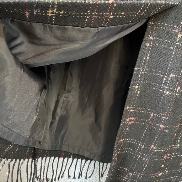 Laura Scott Wool Blend Plaid Fringe Midi Maxi Pencil Skirt Sz 14 - Picture 6 of 9